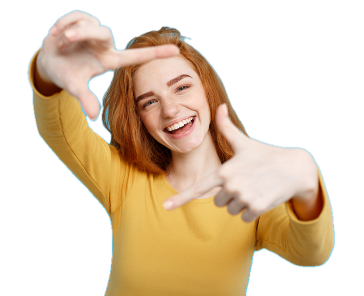 Smiling Teen Framing Her Face With Her Hands 1